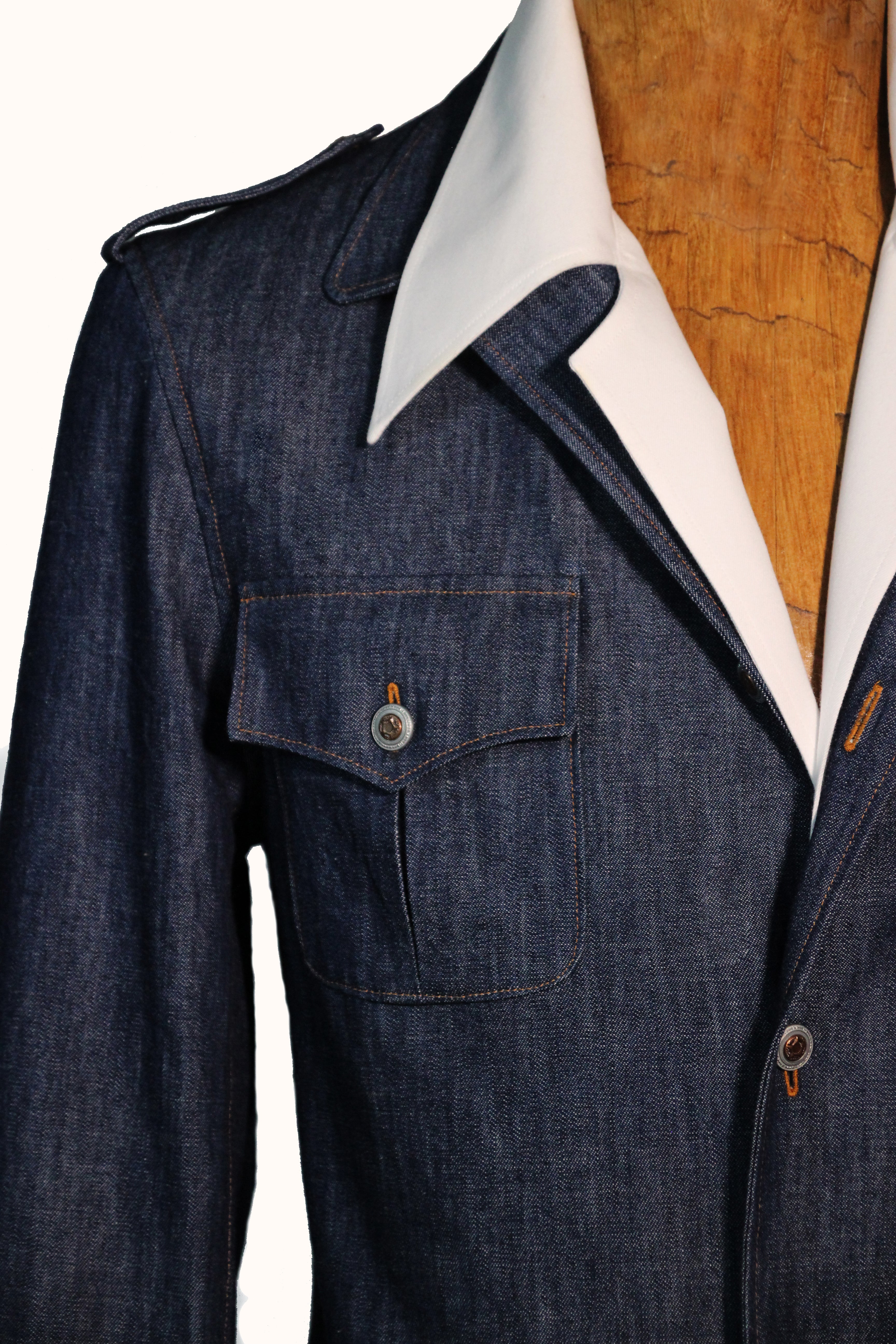 QUADRIVIO Unstructured Blue Jacket-Shirt with Flap Pockets and Satin Trim
