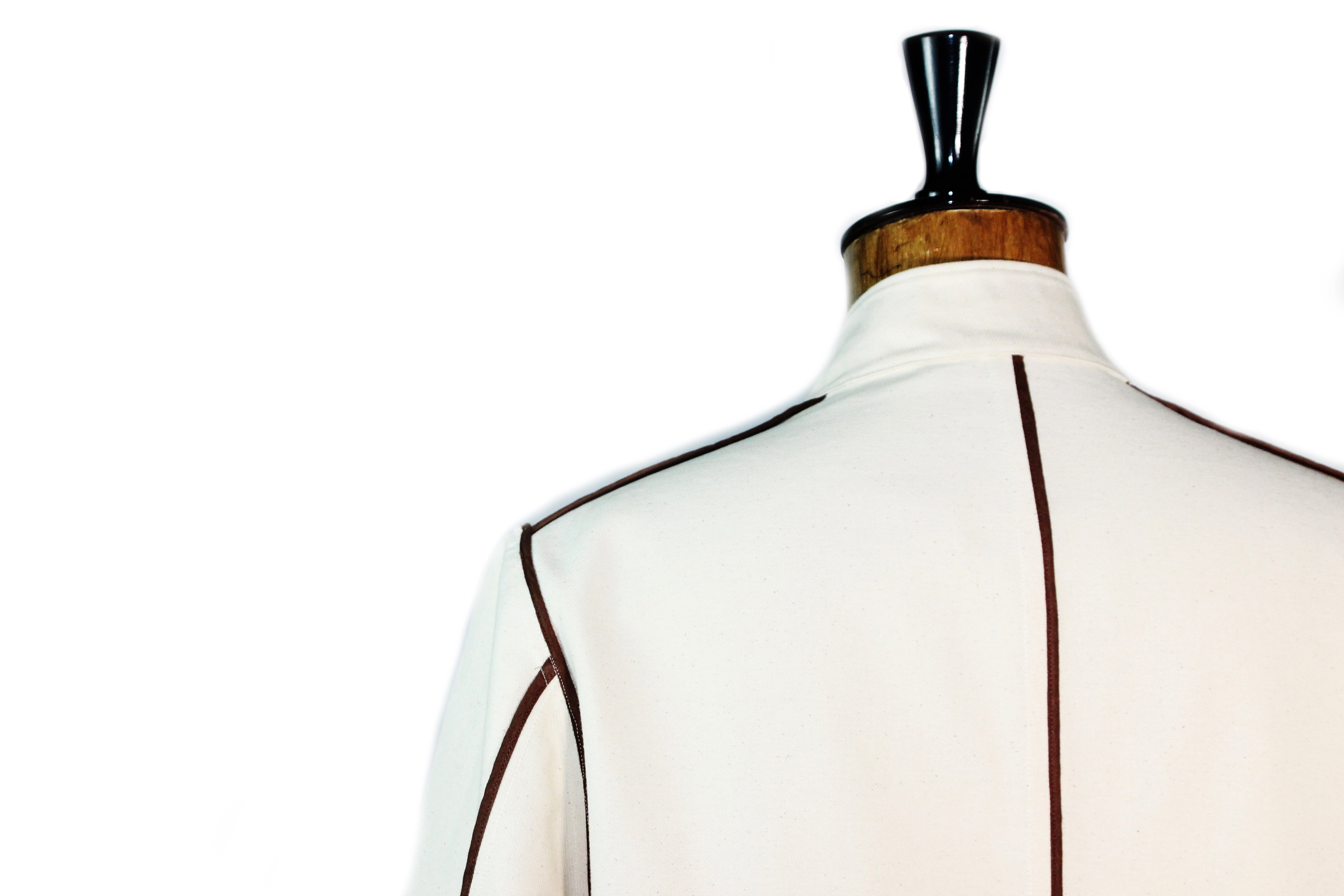 SOL LEVANTE Unstructured Mandarin Collar Shacket with Satin Trim