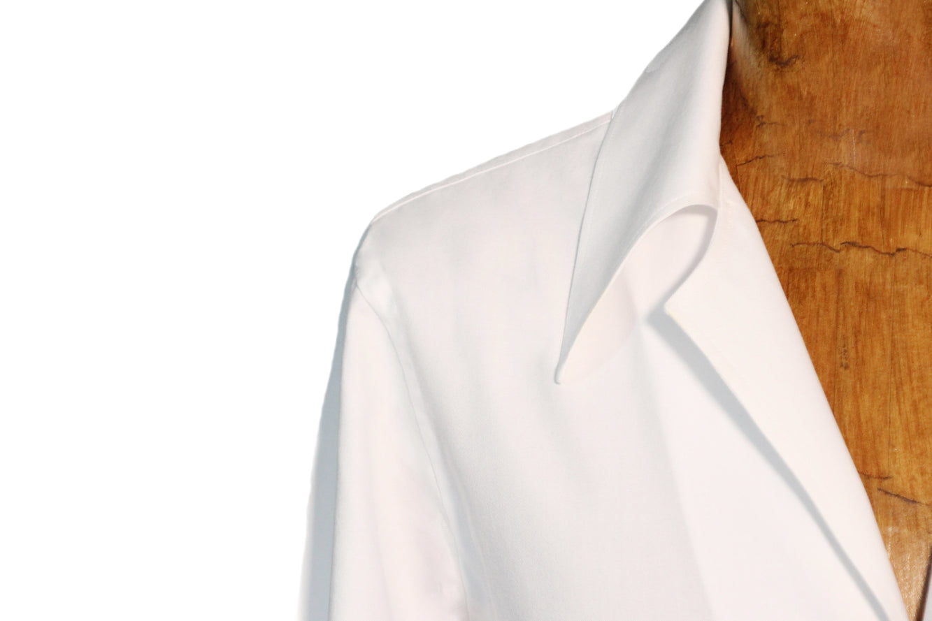 ACUTO White Flannel Shirt with Notched Collar