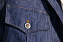 QUADRIVIO Unstructured Blue Jacket-Shirt with Flap Pockets and Satin Trim