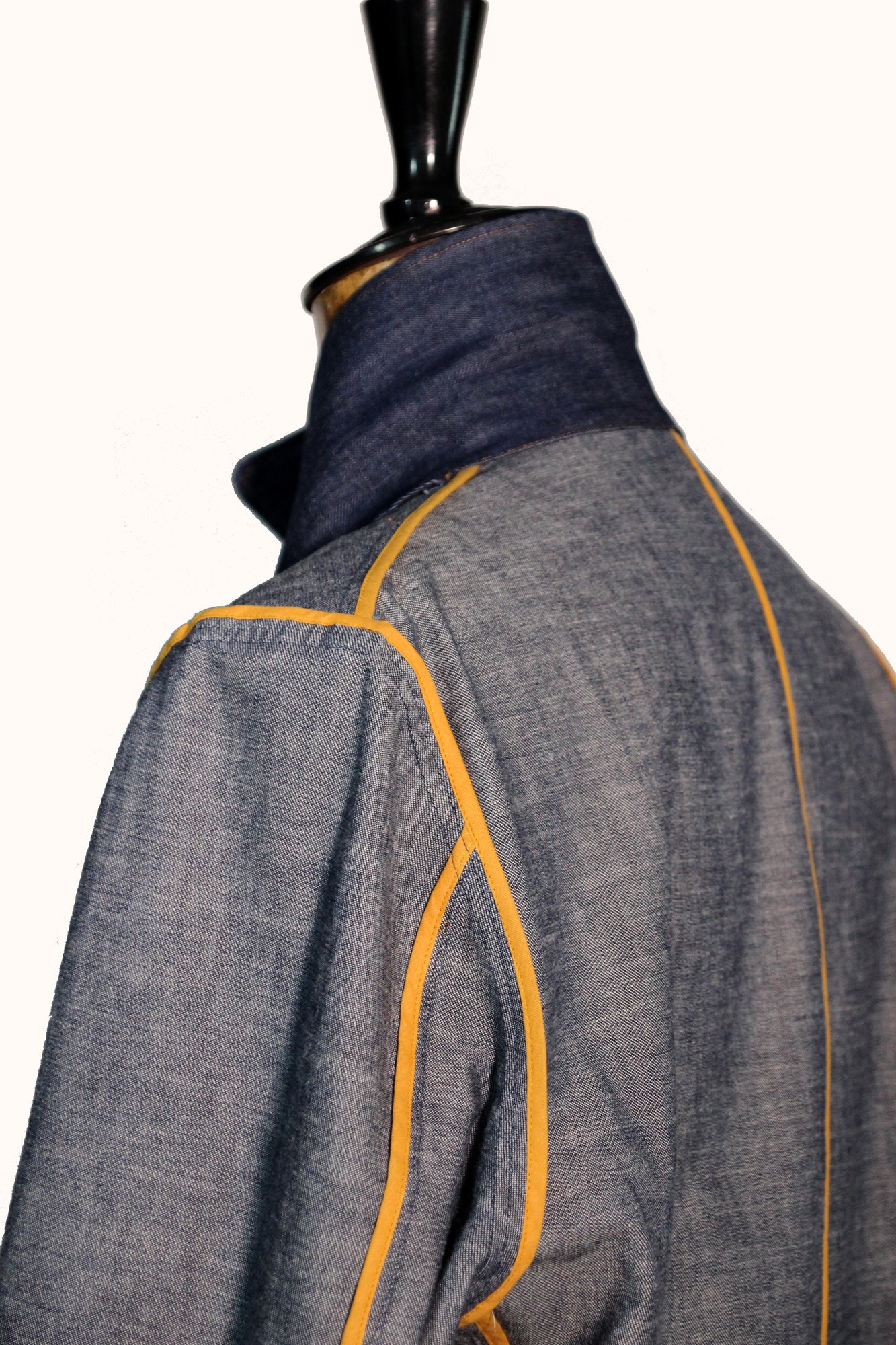 QUADRIVIO Unstructured Blue Jacket-Shirt with Flap Pockets and Satin Trim