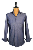 SOPHIA Denim Shirt with Suede Yoke and Mother-of-Pearl Buttons