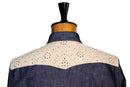 SOPHIA Denim Shirt with Suede Yoke and Mother-of-Pearl Buttons
